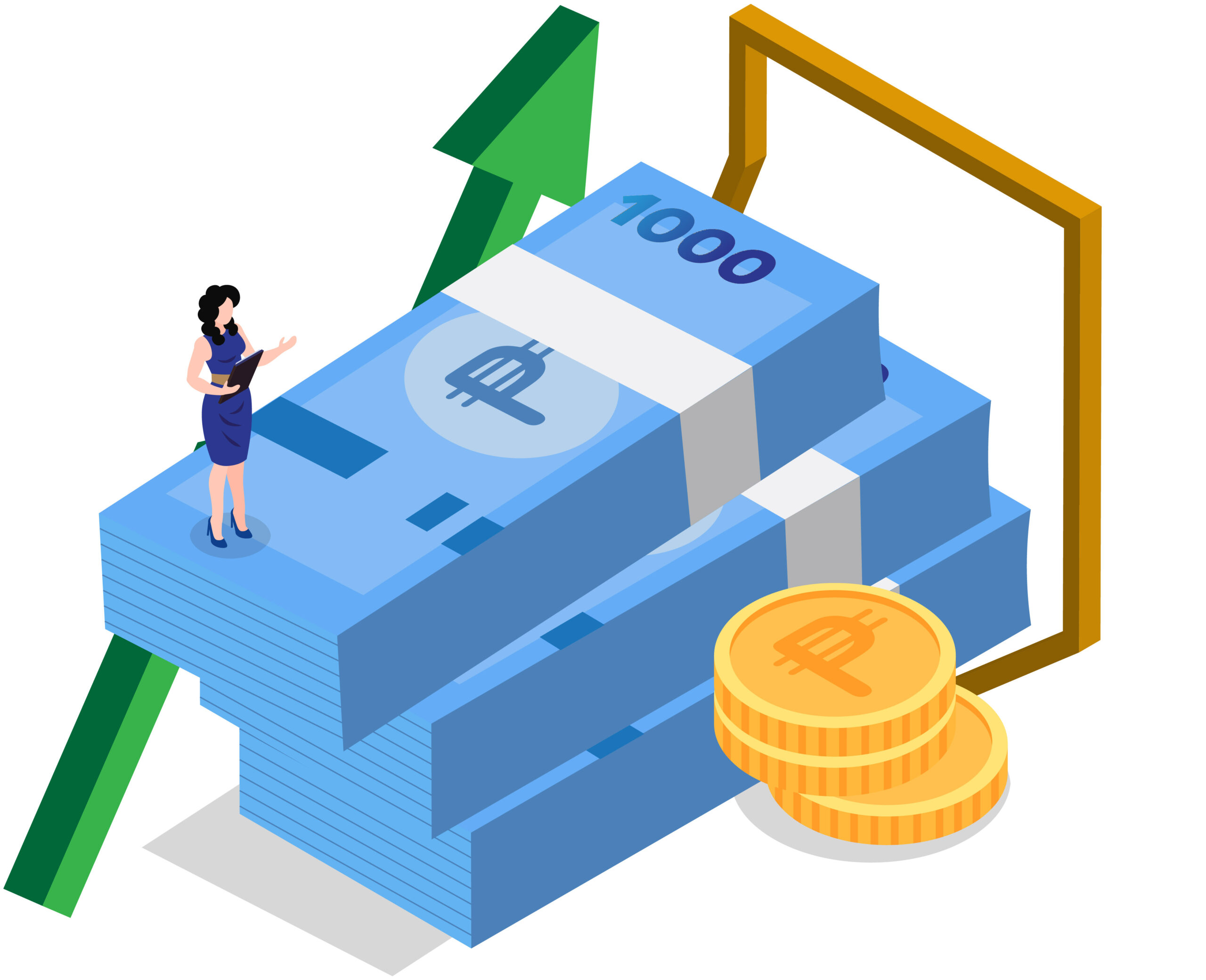 drawing of money with a lady standing on it | Zenith Capital